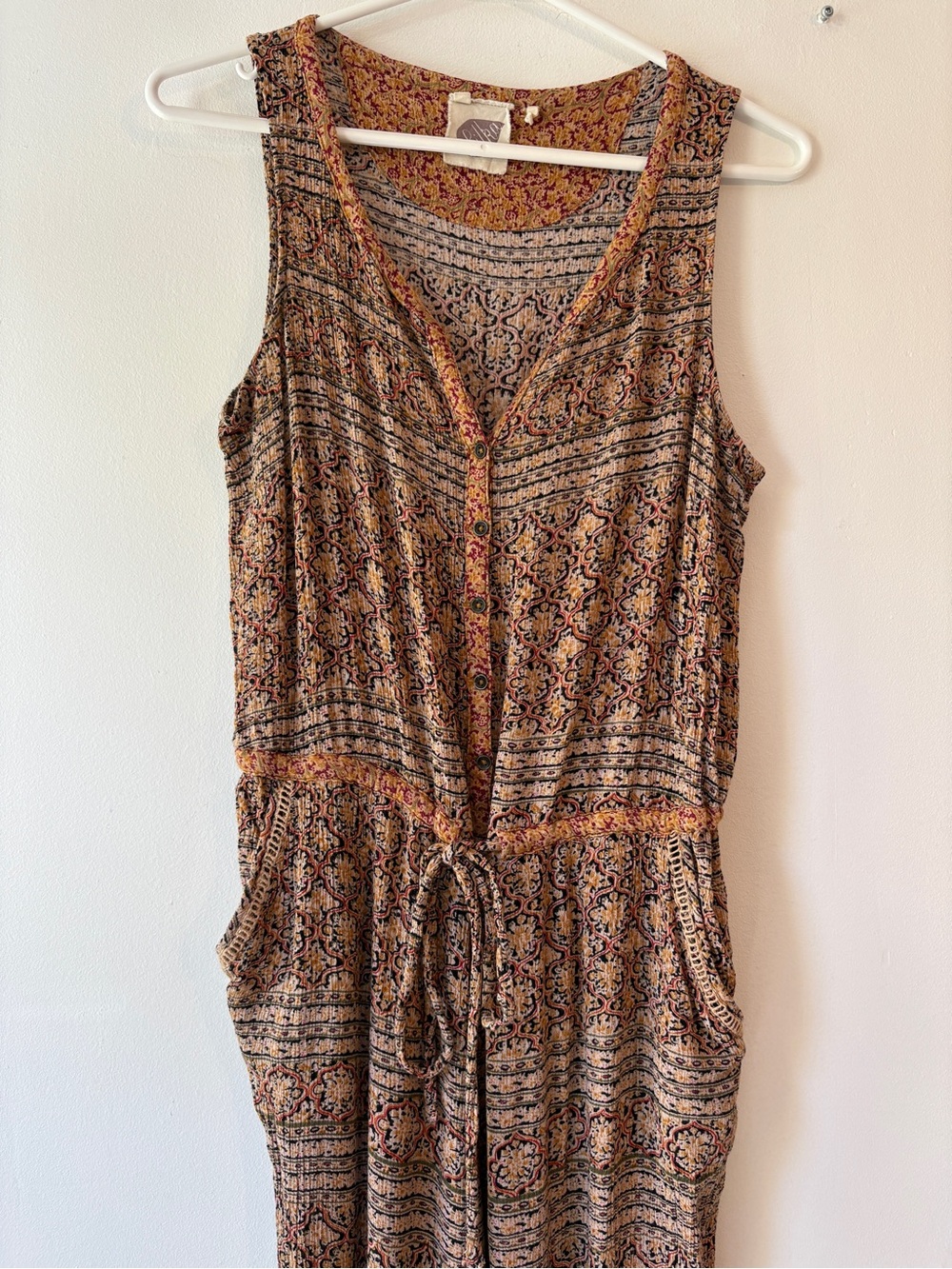 Anthropologie Lilka Danie Boho Print Jumpsuit Sleeveless Tie Waist Rayon Small - Picture 3 of 9